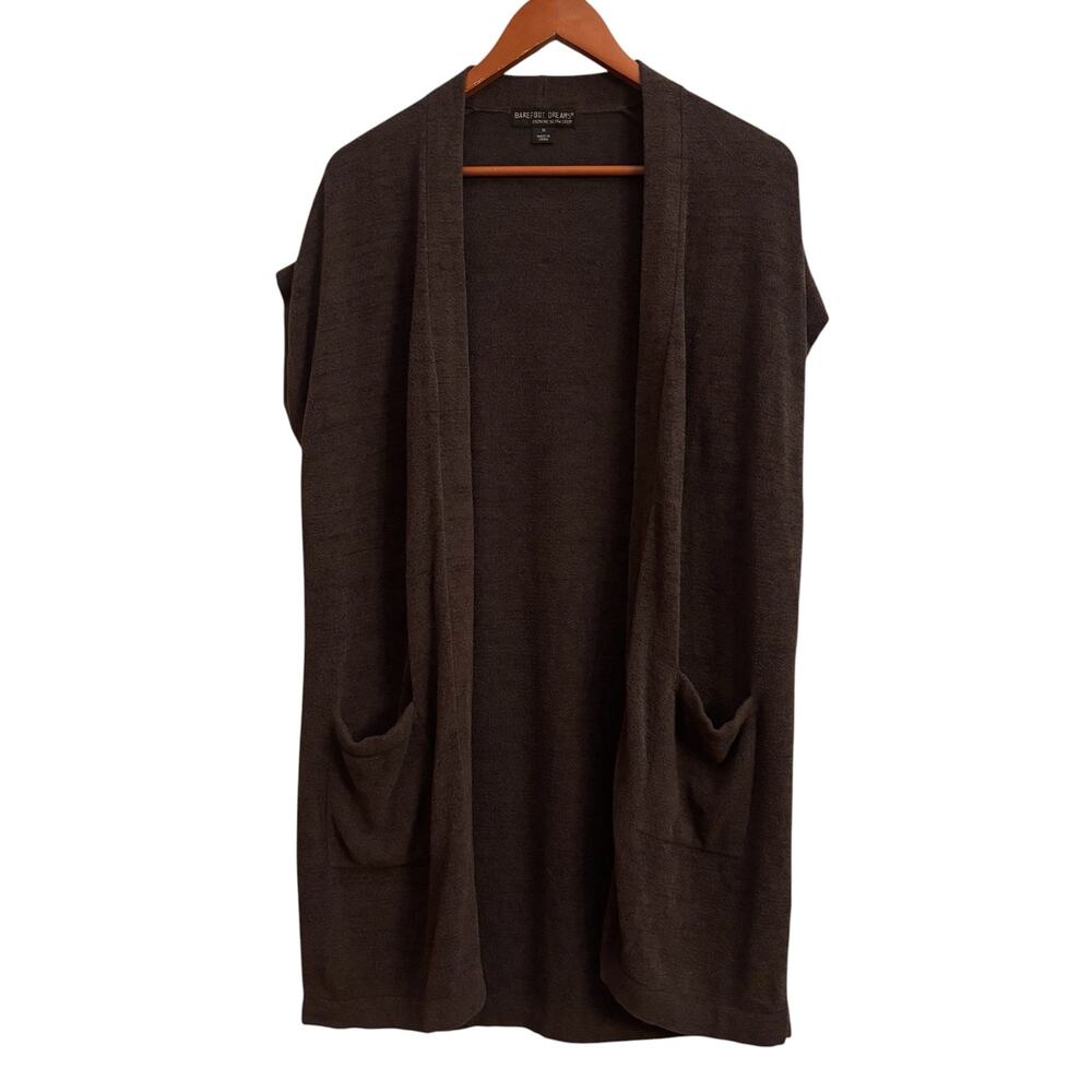 Barefoot Dreams CozyChic Ultra Lite Cardigan M Brown Open Front Luxe Lounge